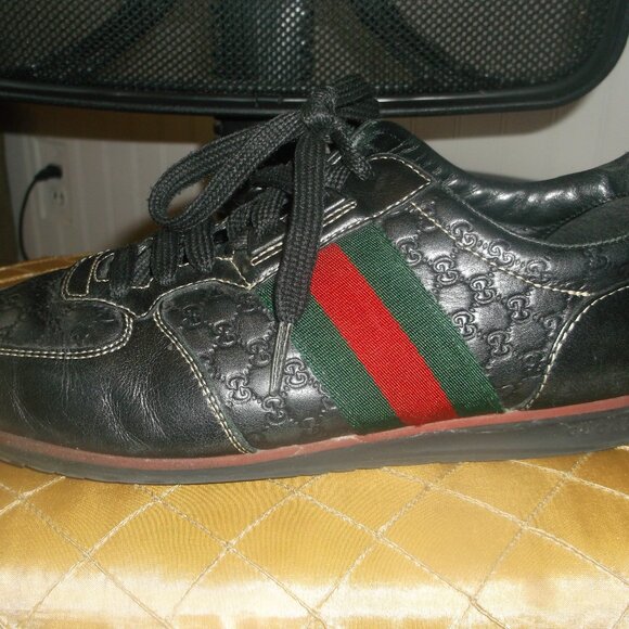 Gucci Micro GG's Black Leather Sneakers Vintage Size 37 or US 7 - Picture 9 of 16